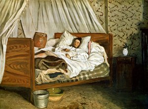 De geïmproviseerde ambulance, de schilder Monet gewond bij Chailly-en-Bière, 1865